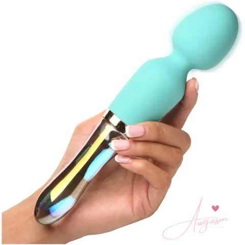 10X Turquoise Dual Ended Silicone and Glass Wand