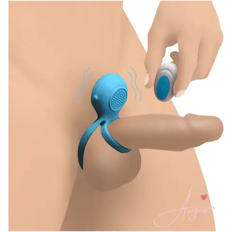 Love Loops 10X Silicone Cock Ring with Remote - Blue