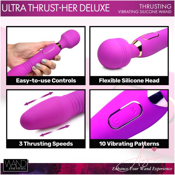 Ultra Thrust-Her Deluxe Thrusting and Vibrating Silicone Wand - Image 2