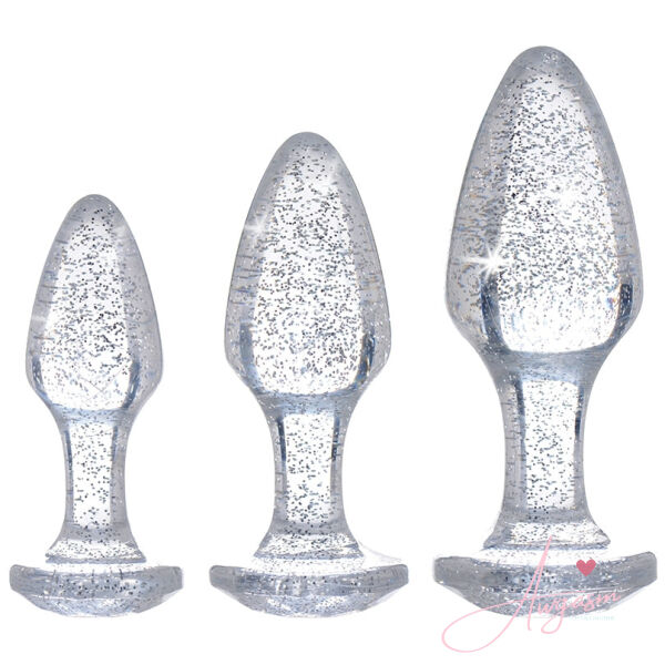 Booty Sparks Glitter Gem Anal Plug Set-Silver - Image 2
