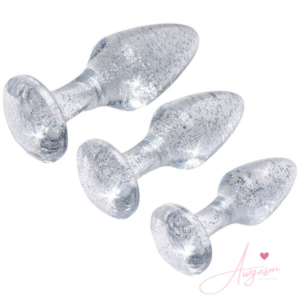 Booty Sparks Glitter Gem Anal Plug Set-Silver - Image 3