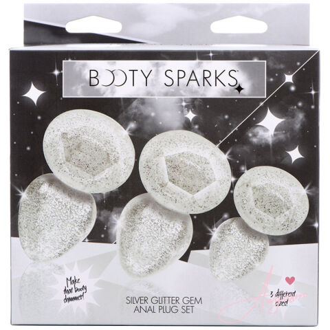 Booty Sparks Glitter Gem Anal Plug Set-Silver