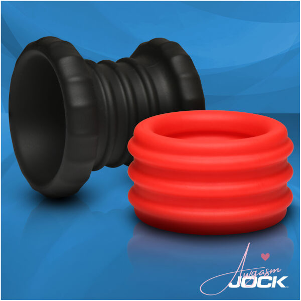 2-in-1 Silicone Cock Ring - Red - Image 2