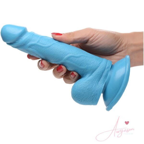 6.5 Inch Dildo with Balls - Blue - Image 3