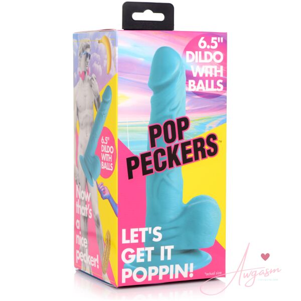 6.5 Inch Dildo with Balls - Blue - Image 9