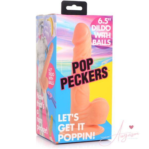 6.5 Inch Dildo with Balls - Light - Image 9
