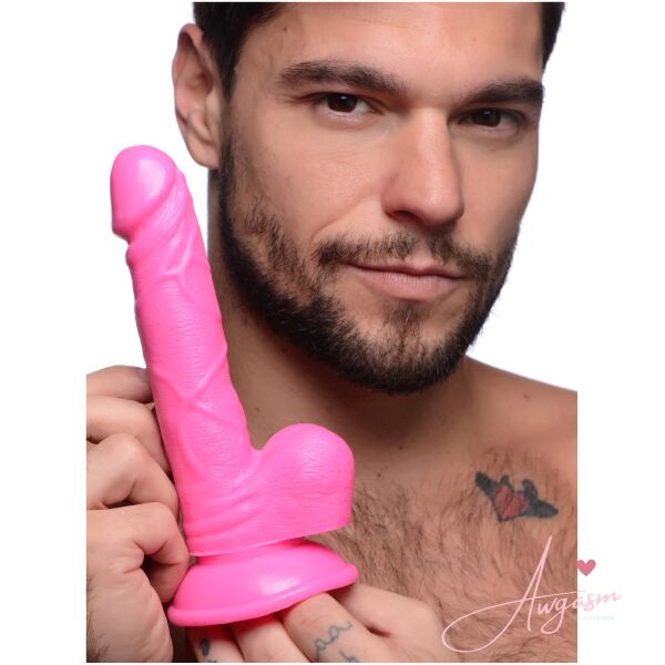 6.5 Inch Dildo with Balls - Pink - Image 2