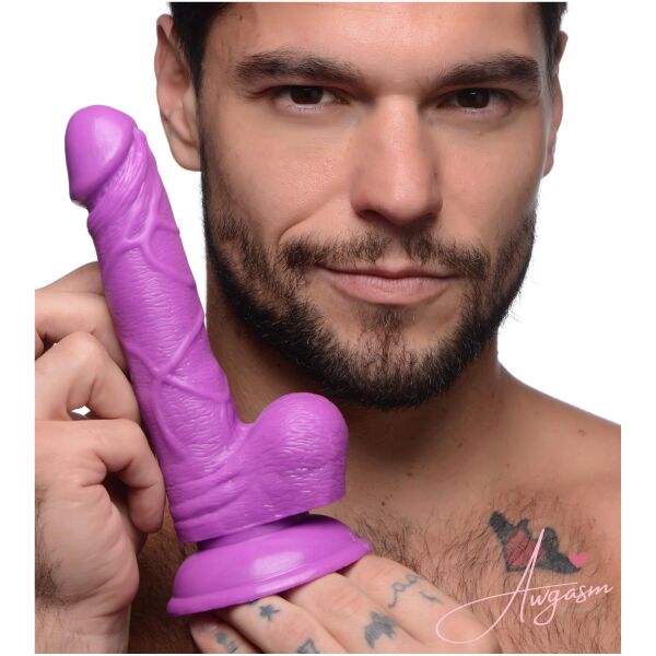 6.5 Inch Dildo with Balls - Purple - Image 2