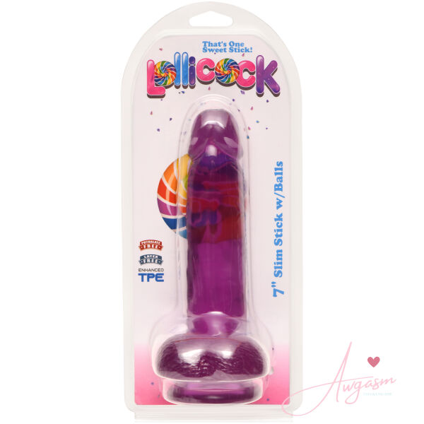 7 Inch Slim Stick with Balls Grape Ice Dildo - Image 2