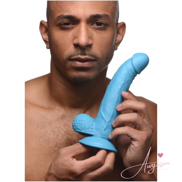 7.5 Inch Dildo with Balls - Blue - Image 2
