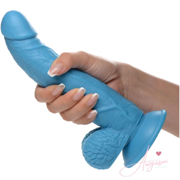 7.5 Inch Dildo with Balls - Blue - Image 3