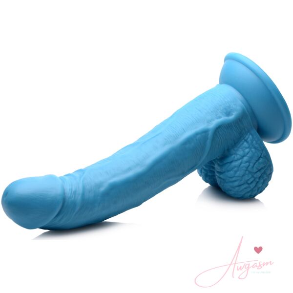 7.5 Inch Dildo with Balls - Blue - Image 5