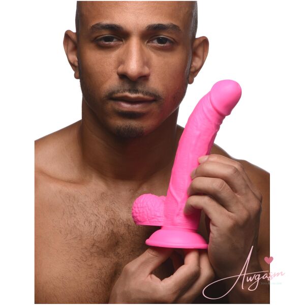 7.5 Inch Dildo with Balls - Pink - Image 2