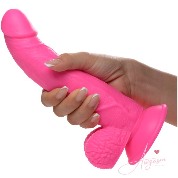 7.5 Inch Dildo with Balls - Pink - Image 3