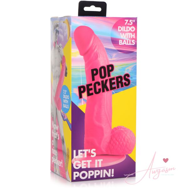 7.5 Inch Dildo with Balls - Pink - Image 9