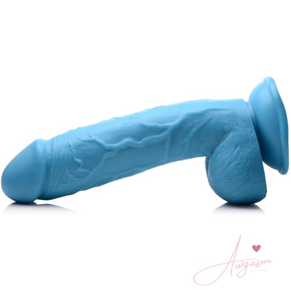8.25 Inch Dildo with Balls - Blue - Image 6