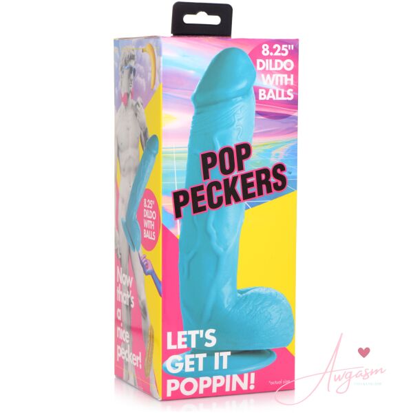 8.25 Inch Dildo with Balls - Blue - Image 9