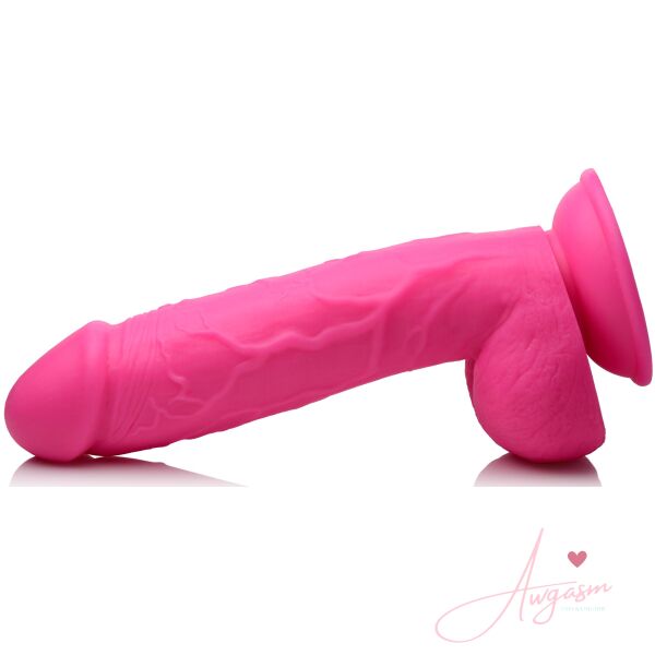 8.25 Inch Dildo with Balls - Pink - Image 6