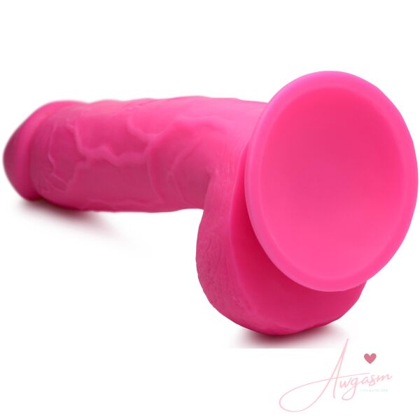 8.25 Inch Dildo with Balls - Pink - Image 7