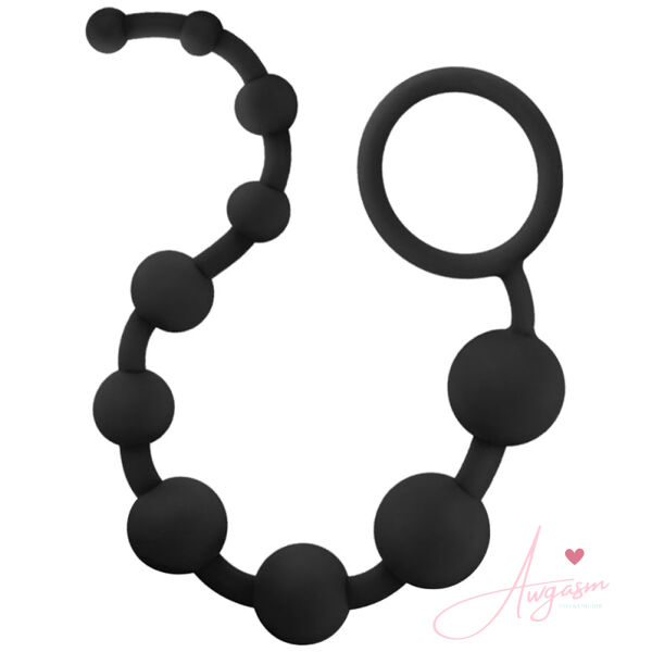 Anal Adventures Platinum Silicone 10 Anal  Beads Black - Image 2