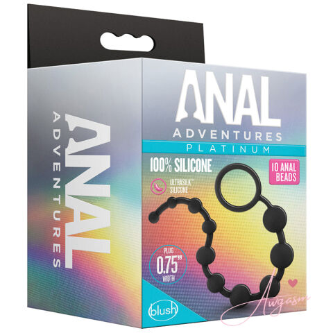 Anal Adventures Platinum Silicone 10 Anal  Beads Black