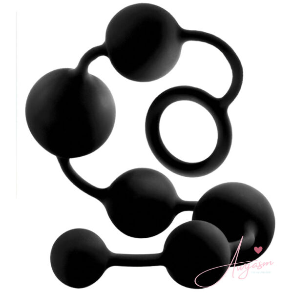 Anal Adventures Platinum Silicone Large Anal Beads Black - Image 2