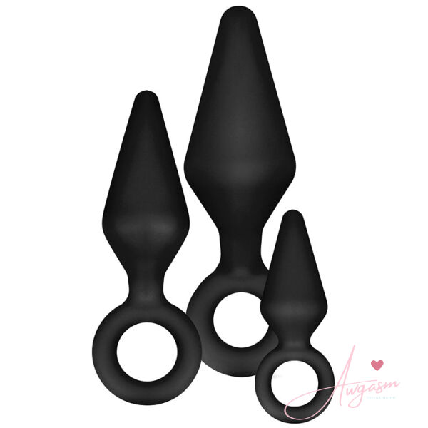 Anal Adventures Platinum Silicone Loop Plug Kit Black - Image 2