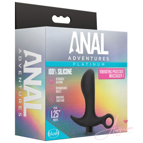 Anal Adventures Platinum Silicone Vibrating Prostate Massager 01 Black
