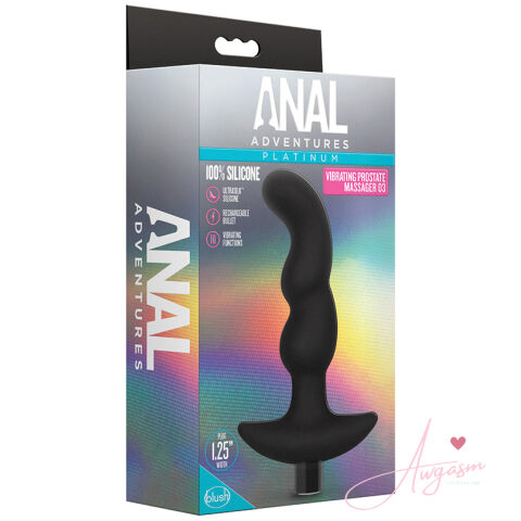 Anal Adventures Platinum Silicone Vibrating Prostate Massager 03 Black