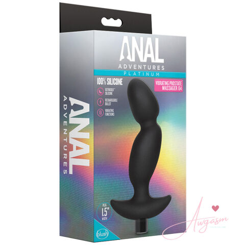 Anal Adventures Platinum Silicone Vibrating Prostate Massager 04Ê-Black