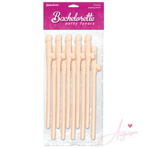 Bachelorette Party Dicky Sipping Straws-Flesh 10pk