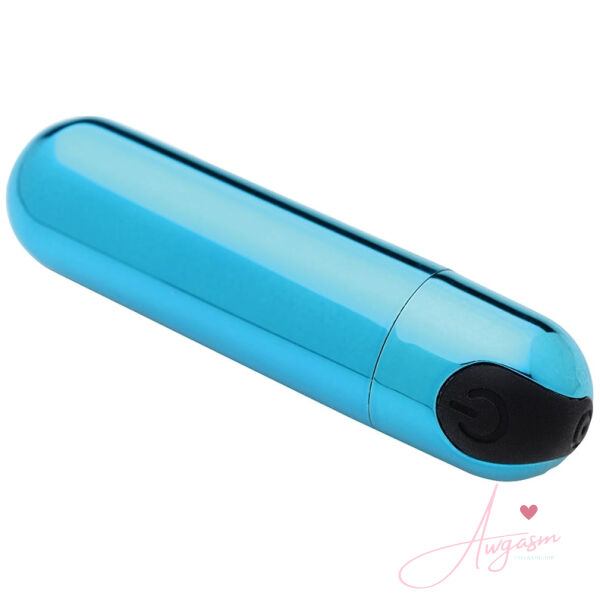 Bang! 10X Rechargeable Vibrating Metallic Bullet-Blue - Image 2