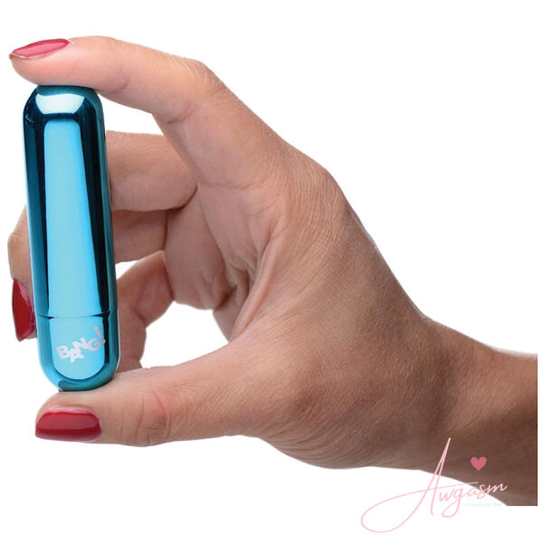 Bang! 10X Rechargeable Vibrating Metallic Bullet-Blue - Image 3