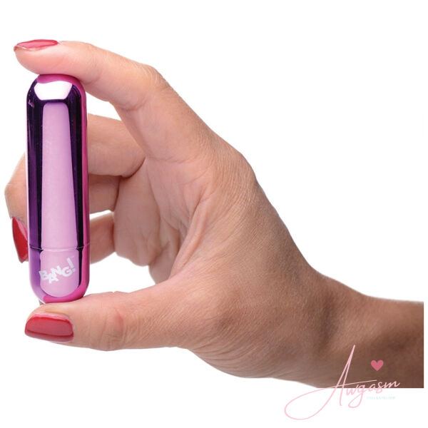 Bang! 10X Rechargeable Vibrating Metallic Bullet-Purple - Image 3