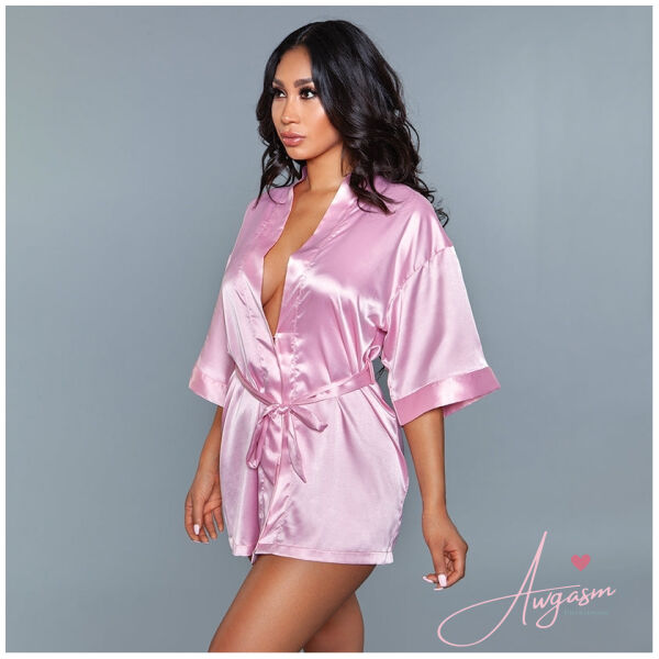 BeWicked Satin Robe-Pink 3X-Hanging - Image 4