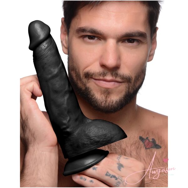 Beefy Brad 9 inch Dildo with Balls - Black - Image 2