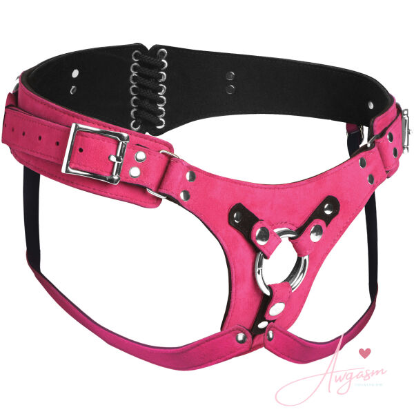 Bodice Deluxe Leather Corset Harness - Pink - Image 5