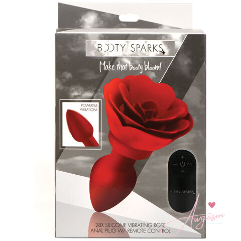 Booty Sparks 28X Silicone Vibrating Rose Anal Plug With Remote