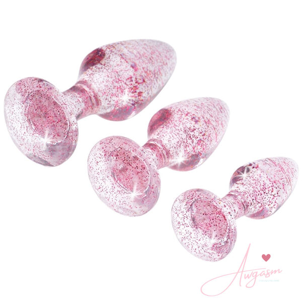 Booty Sparks Glitter Gem Anal Plug Set-Pink - Image 3