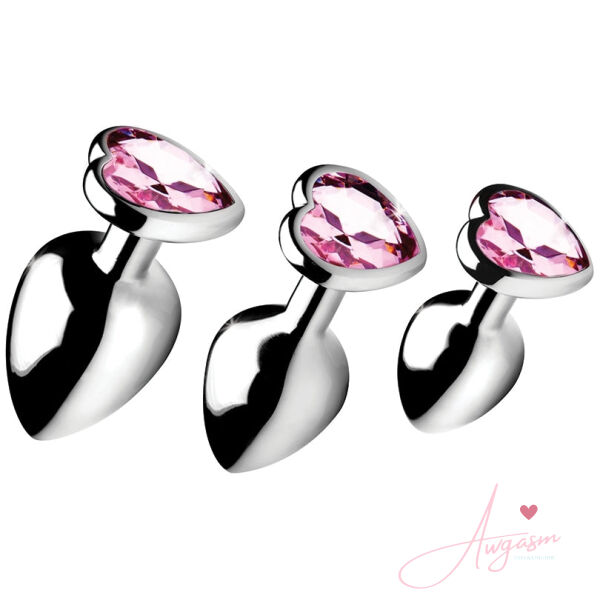 Booty Sparks Pink Heart Gem Anal Plug Set - Image 2
