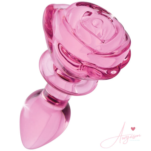 Booty Sparks Pink Rose Glass Anal Plug-Small - Image 2