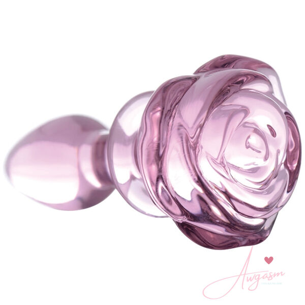 Booty Sparks Pink Rose Glass Anal Plug-Small - Image 3
