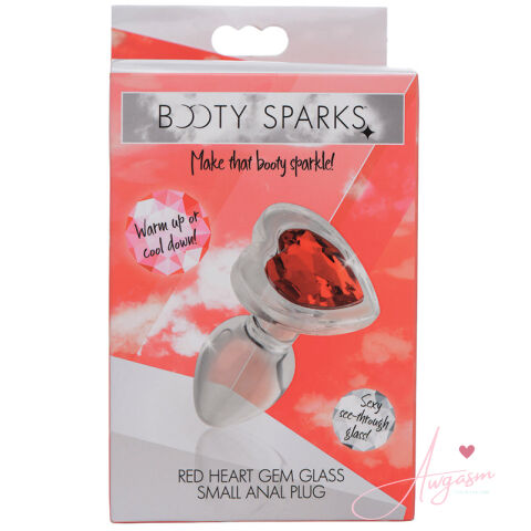 Booty Sparks Red Heart Gem Glass Anal Plug-Small
