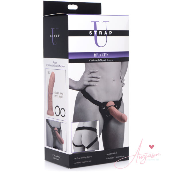 Brazen 8 inch Silicone Dildo with Harness - Image 4