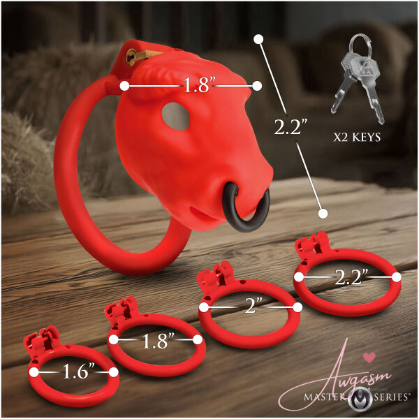 Bull Chastity Cage - Red - Image 4