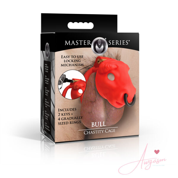 Bull Chastity Cage - Red - Image 6