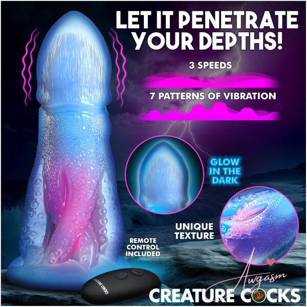 Cocktopus Deluxe Glow-in-the-Dark Vibrating Silicone Dildo - Image 2