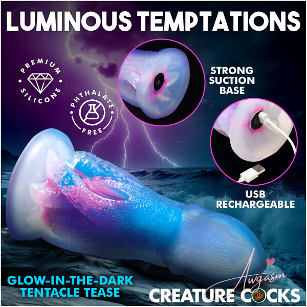 Cocktopus Deluxe Glow-in-the-Dark Vibrating Silicone Dildo - Image 3