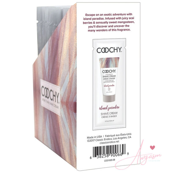 Coochy Shave Cream-Island Paradise 15ml Foil Display of 24 - Image 2