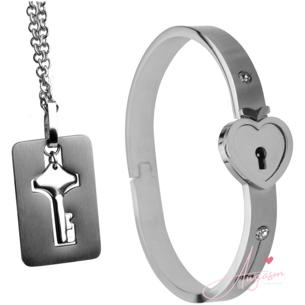 Cuffed Locking Bracelet and Key Necklace - Image 3